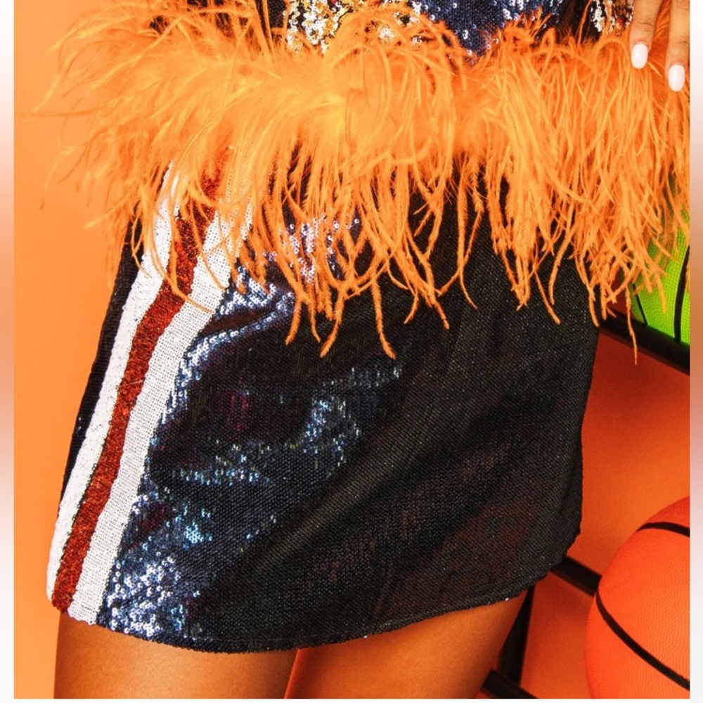Queen of Sparkles Orange/Blue Sequin Skirt